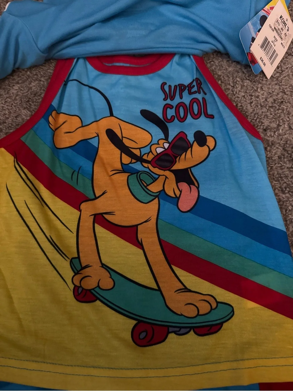 Disney Light Blue Mickey Mouse 'Making Waves' Tee, Tank & Shorts Set